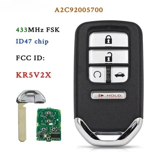 2016-2021 Honda Civic / 5-Button Smart Key / PN: 72147-TBA-A11 / KR5V2X (AFTERMARKET)